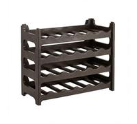 CookandSupply x TheWV Cave à Vin Plastique Modulaire Empilable, Casier Bouteilles Effet Cuir Martelé, 6 Bouteilles par Module, Étagère Range Bouteilles Gain de Place - Marron Corten, 24