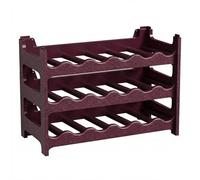 CookandSupply x TheWV Cave à Vin Plastique Modulaire Empilable, Casier Bouteilles Effet Cuir Martelé, 6 Bouteilles par Module, Étagère Range Bouteilles Gain de Place - Rouge Bourgogne, 18