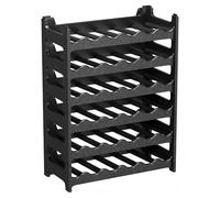 CookandSupply x TheWV Cave à Vin Plastique Modulaire Empilable, Casier Bouteilles Effet Cuir Martelé, 6 Bouteilles par Module, Étagère Range Bouteilles Gain de Place - Noir, 36