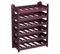 CookandSupply x TheWV Cave à Vin Plastique Modulaire Empilable, Casier Bouteilles Effet Cuir Martelé, 6 Bouteilles par Module, Étagère Range Bouteilles Gain de Place - Rouge Bourgogne, 36