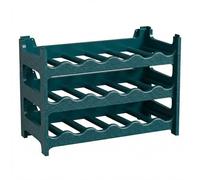 CookandSupply x TheWV Cave à Vin Plastique Modulaire Empilable, Casier Bouteilles Effet Cuir Martelé, 6 Bouteilles par Module, Étagère Range Bouteilles Gain de Place - Vert pétrole, 18