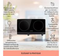 Cookbuddy table de cuisson double 2400 W 5 vitesses vitrocéramique