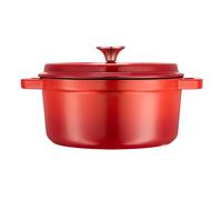 COOKER KING Chuanjia 24 cm Faitout en fonte émaillée, ustensile de cuisson robuste à maintien thermique, rouge style Le Creuset