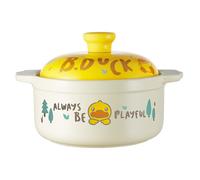 COOKER KING Marmite en céramique de 2,5 L pour ragoûts et soupes, usage domestique, compatible avec les cuisinières au gaz, Marmite en céramique B.Duck Petit Canard Jaune