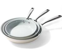 Cookersway Poêles à frire en céramique antiadhésives : Set de 3 poêles antiadhésives de 20, 24 et 28 cm - Poêles à œufs saines - Sans PTFE, PFOA, PFAS