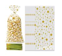 Cookie Bags, Star Pattern Pouches, 50 Pieces Goodie Bags, Fun Holiday Party Favor, Easy Fill Design, Decorative Treat Holder for Birthday Holiday Wedding Family Gatherings Chocolate Fruits Crafts