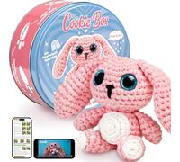 Cookie Box Kit Crochet Débutant - Apprenez à Réaliser une Peluche Amigurumi - Tout Inclus avec Fil, Crochet, Rembourrage, PDF & Vidéo - Cadeau Créatif pour Ados & Adultes - Bunny Lola