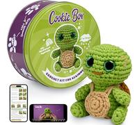 Cookie Box Kit Crochet Débutant - Apprenez à Réaliser une Peluche Amigurumi - Tout Inclus avec Fil, Crochet, Rembourrage, PDF & Vidéo - Cadeau Créatif pour Ados & Adultes - Turtle Hugo