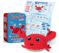 Cookie Box Kit de crochet pour débutants - Coffret cadeau pour faire du crabe Eugene Amigurumi en peluche - Kit de démarrage facile à faire soi-même avec instructions imprimées et tutoriel vidéo étape