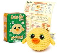 Cookie Box Mini kit de crochet pour débutants - Coffret cadeau pour faire de la peluche Duck Daisy Amigurumi - Kit de démarrage facile à faire soi-même avec instructions imprimées et tutoriel vidéo