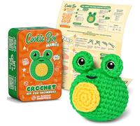 Cookie Box MINIs Kit de crochet pour débutants - Coffret cadeau pour faire du ruban grenouille Amigurumi en peluche - Kit de démarrage facile à faire soi-même avec instructions imprimées et tutoriel