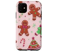 Cookie Gingerbread Man House Christmas Tree Pink Candy Canes Coque pour iPhone 11