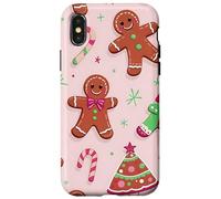 Cookie Gingerbread Man House Christmas Tree Pink Candy Canes Coque pour iPhone X/XS