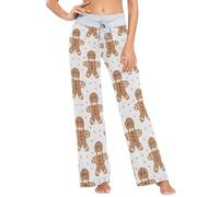 Cookie Man - Pantalon de pyjama pour femme avec cordon de serrage - Jambe large et confortable, Motif flocon de neige Cookie Man, S