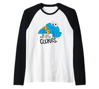 Cookie Monster rétro de Sesame Street est là pour Cookies Style Manche Raglan