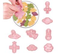 Cookie Press Mold - 8 Pieces Cutter, Astronaut Design Pastry Mold Set, Fun Baking Decoration Tool | Reusable Cookie Press Kit, Pastry Accessory For Cupcake Chocolate Biscui
