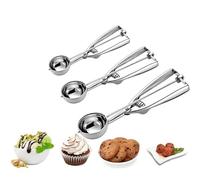 Cookie Scoop, Ice Cream Scoop, Cookie Scoops pour Baking Lot de 3 avec Cookie Dough Scoop, 3pcs Cookie Scooper pour Baking, Acier inoxydable Cookie Scoop Set, Ice Cream Scooper avec déclencheur
