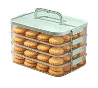 Cookie Storage Container - Stackable Food Storage Container | Airtight 4-Layer Food Keeper | PP Multi-Tiered Dumpling Stórage Box With Lid, Clear Visibility, For Refrigerator Kitchen Pantry, Cheese Bi