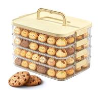 Cookie Storage Container - Stackable Food Storage Container | Airtight 4-Layer Food Keeper | PP Multi-Tiered Dumpling Stórage Box With Lid, Clear Visibility, For Refrigerator Kitchen Pantry, Cheese Bi