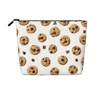 Cookies Food Chocolate Chip Biscuits Simple Couche Lin Sac de Maquillage Léger et Mignon Facile à Utiliser, Noir , Taille unique