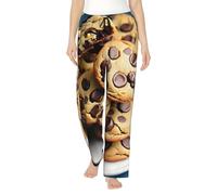 Cookies Food Chocolate Chips Biscuits Print Pantalon de pyjama en polyester doux pour femme - Pantalon de survêtement ample et confortable avec poches, Noir , M