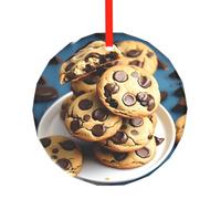 Cookies Nourriture Pépites de Chocolat Biscuits Traditionnels Décorations de Noël en Verre Adornos De Navidad Rond pour votre Sapin de Noël