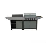 Cook'in Garden - Barbecue à gaz BURN 80 PREMIUM 5 brûleurs + desserte | 5 Brûleurs, Thermomètre Intégré, Rangement Supplémentaire, Structure en Acier, Idéal pour 12 convives