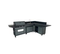 Cook'in Garden - Cuisine Extérieure Gaz BURN, Barbecue Modulable avec Angle, 3 brûleurs, Plusieurs configurations possibles, Droit, Angle Gauche ou Droit, Roulettes Multidirectionnelles