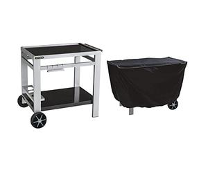 Cook'in Garden - Desserte de jardin Media M pour barbecue/plancha/plan de travail - L 93,5 × l 67 × H 80,5 cm & Housse de Protection pour Plancha à Poser/Desserte - L 125 cm x P 60 cm x H 80 cm