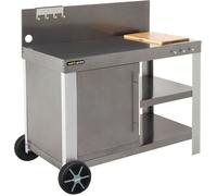 Cook'in Garden Desserte pour plancha Nova 110 Premium – Plan de travail, roulettes – Noir/Gris