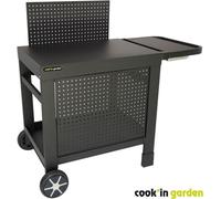 COOK'IN GARDEN Desserte REVA 110 PREMIUM - Acier - Surface de travail: L.108 x l.55 cm - 1 tablette, 1 jupe, 1 crédence - Noir