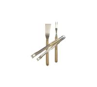 Cook'in garden Kit 3 Accessoires Barbecue : Pince + Fourchette + spatule INOX et Bois