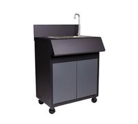 Cook'in garden - Meuble d'Appoint Burn avec Évier Intégré, Compatible Barbecue, Desserte & Evier Burn, Meuble sur roulettes Facile à Déplacer, Rangement Utile, Idéal Terrasse et Jardin, Noir