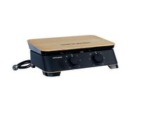 Cook'in Garden - Plancha Electrique - DUNE 60 ELEC - Plaque en Fonte Emaillée - Récupérateur de Graisse Amovible - Couvercle en Bambou - 2500 W - Résistance en Inox - Idéal 10 personnes