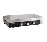 Cook'in garden - Plancha Gaz FINESTA 3 Brûleurs - Fonte émaillée | Plaque en Fonte Émaillée, Capot de Protection, Récupérateur de Graisse Amovible, Pour 12 Personnes