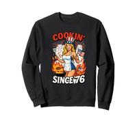 Cookin Since 76 Funny 4th of July Chemise patriotique BBQ Sweatshirt