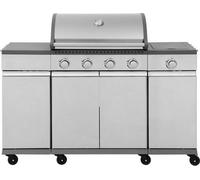 COOKING BOX Barbecue a gaz BRISBANE - Cuisine inox - 142x57x112 cm - Surface de cuisson : 70x42 cm - Gris