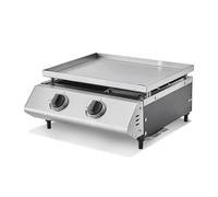 Cooking Box - Plancha gaz Cadix 2 Feux - Surface de Cuisson 45,5 x 36 cm - Plaque INOX - 2 brûleurs - Tiroir Graisse - Jusqu'à 6 convives - 6,3 KW