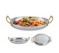 Cooking Pan Skillet, Stainless Steel Saucepan, Uncoated Cookware Material, Double Handle Design, Even Heat Distribution, Great for Outdoor Camping, Festive Lobster Meals, and Family Home Dining