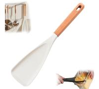 Cooking Spoon for Nonstick Cookware with Wood Handle Versatile Cooking Utensil, Acts as a Spatula Spoon for Mixing, Scooping, and Scraping, for Everyday-Use and Serving (White)