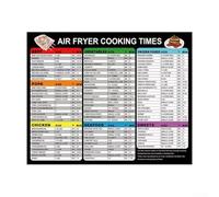 Cooking Times Feuille de triche pour friteuse à air avec tableau de conversion de température clair - Livre de recettes magnétique alternatif pour réfrigérateur - 25 x 20 cm