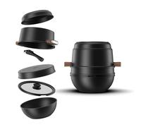 CookingTotem® Premium Set de poêles, empilable, peu encombrant, compatible induction,revêtement antiadhésif en céramique, poignée amovible,compatible four, poêle aluminium,poêles 25,5/29 cm,sans PFAS.