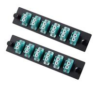Cookinkitch Panneau de brassage en fibre avec 6 adaptateurs duplex LC/OM3 multimode bleu turquoise, 12 ports fibre (lot de 2)