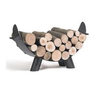 Cook King – Porte-bûches Mila demi-lune en acier noir 70 x 44 cm