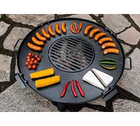 Cookking - Plaque de cuisson en acier inox pour braséro de 82 cm à 102cm avec une grille 40 à 50cm - Ø 82 cm