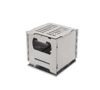 COOK'N'ESCAPE Four de camping portable avec deuxième combustion, poêle à bois pliable en acier inoxydable, réchaud d'extérieur avec plaque de cuisson en titane, multi-combustible adapté pour le