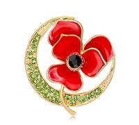 COOKOE Broche coquelicot en alliage de zinc émaillé rouge pour femme