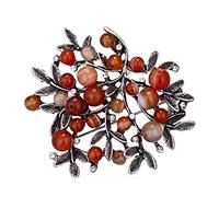 COOKOE Broche en métal en forme de bouquet de feuilles et de plantes en pierre naturelle - Accessoires tendance vintage pour femme