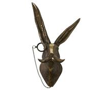 COOKOE Sculpture tête d'animal avec lunettes à fixation murale Ours souris Figurine à suspendre Ornement ours Loup Lapin Nordique Résine Bronze