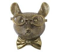 COOKOE Sculpture tête d'animal avec lunettes à fixation murale Ours souris Figurine à suspendre Ornement ours Loup Lapin Nordique Résine Bronze
